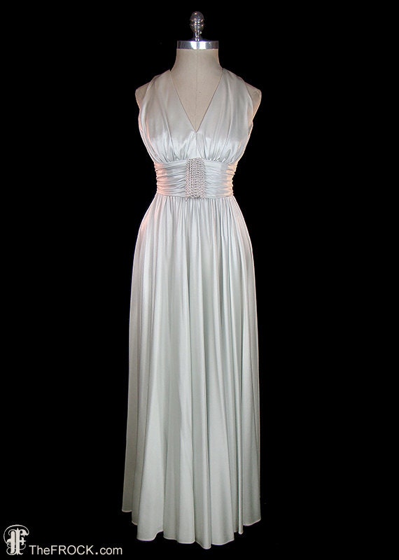 Halston grecian goddess maxi dress or bridal gown,