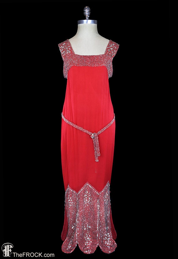 red beaded flapper dress Red & Black Beaded Flapper Dress – AbracadabraNYC main image 0