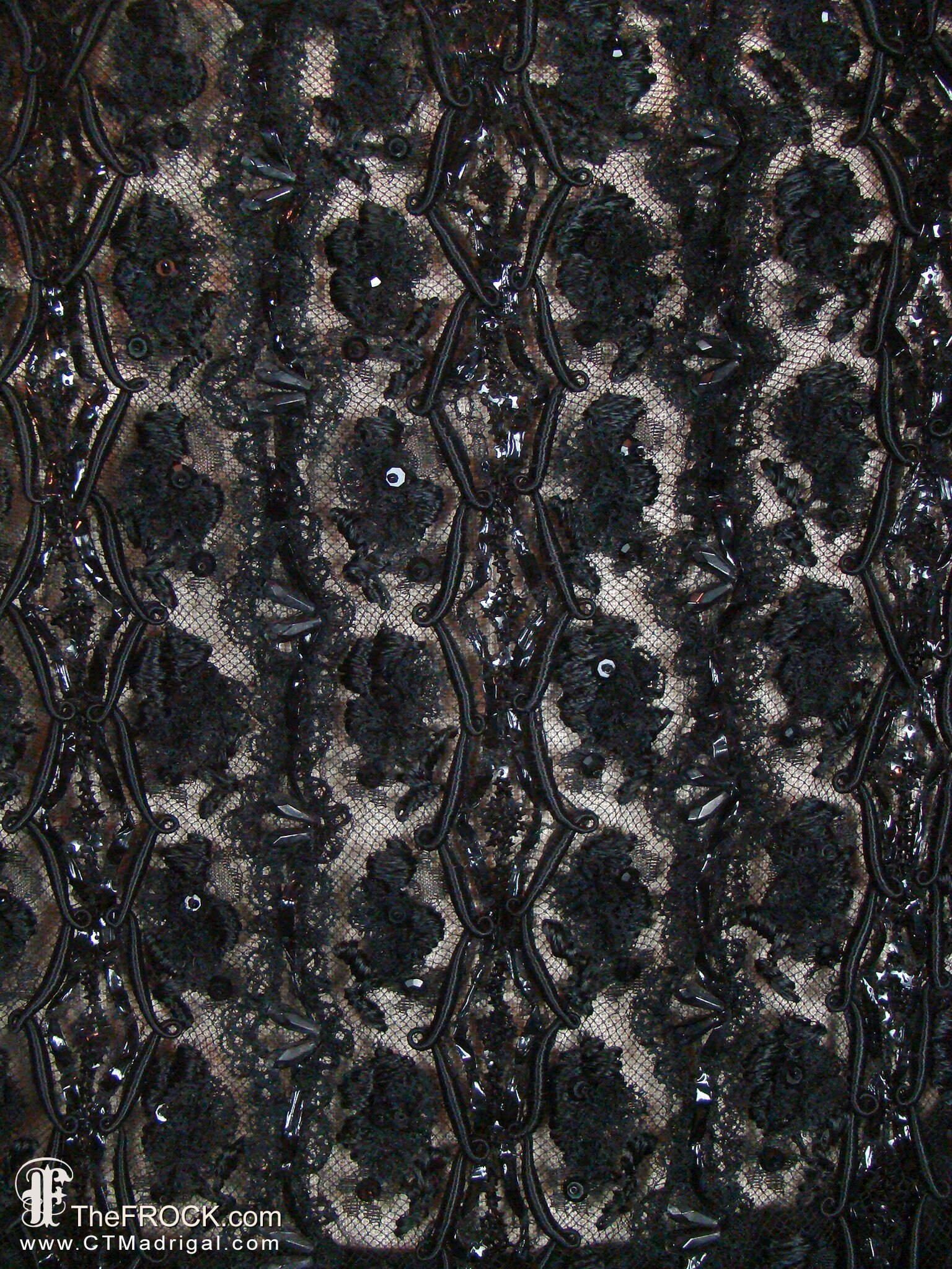1960s Nathan Strong Black Silk Beaded Gown