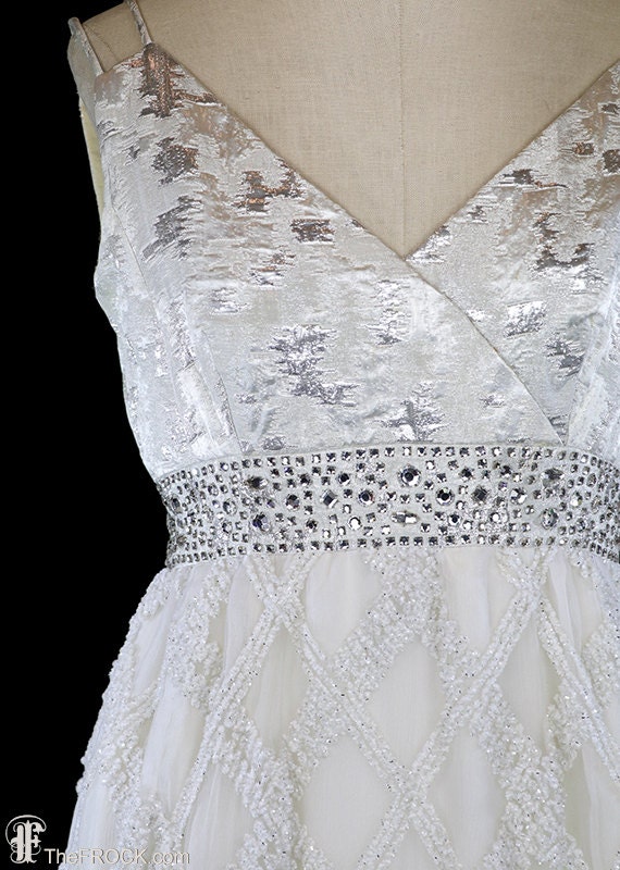 Jacques Heim dress, ivory silk & silver metallic,… - image 2