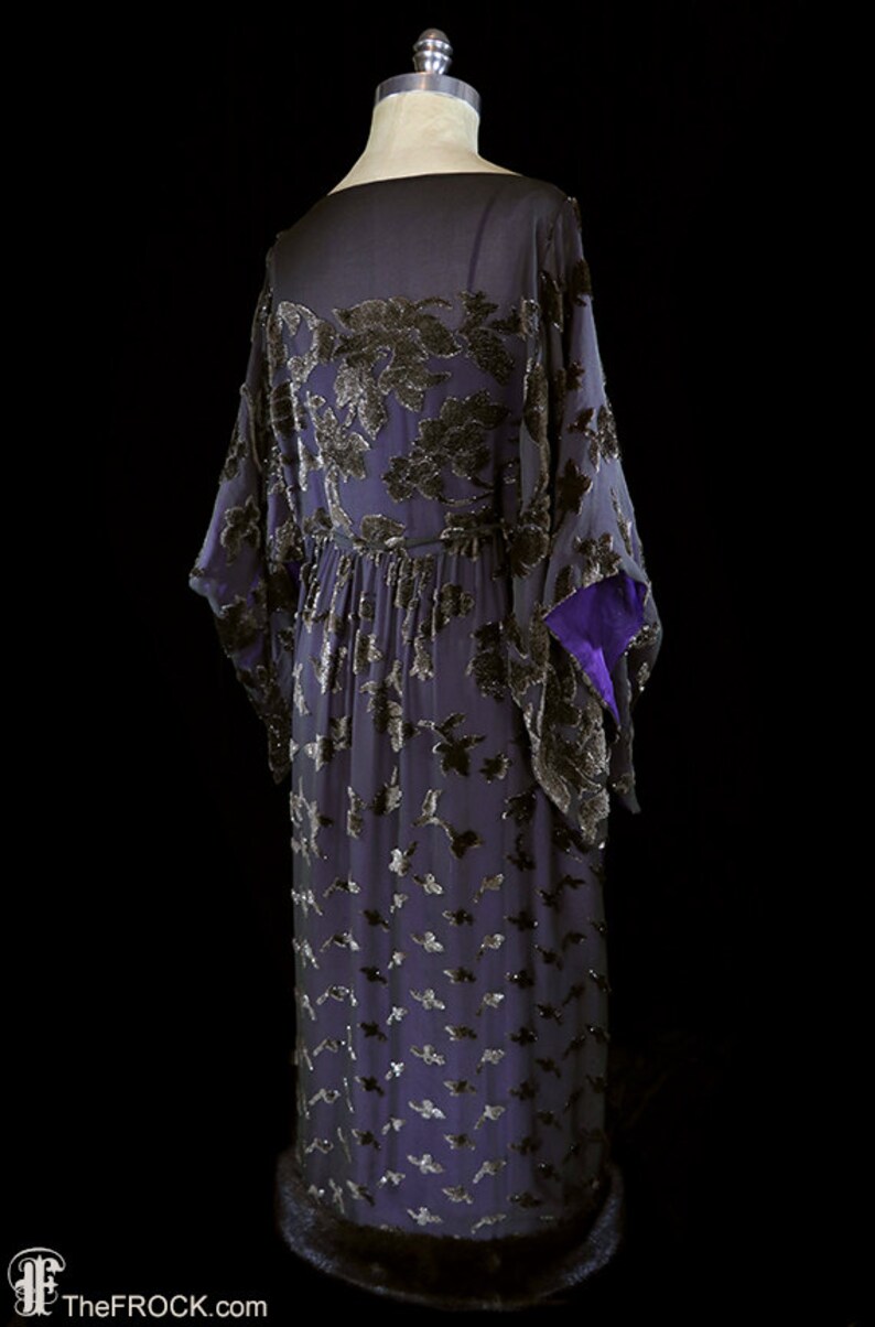 1920s kimono sleeve flapper dress voided silk chiffon | Etsy