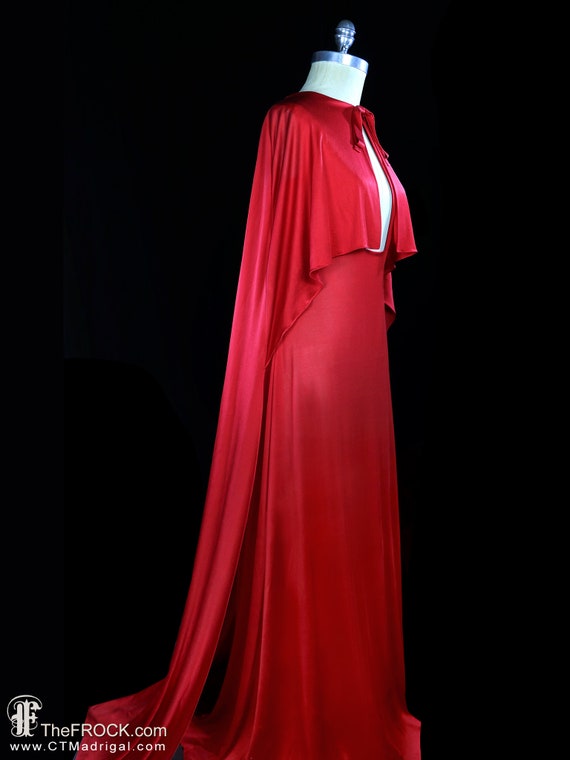 Madame Gres gown red silk jersey maxi dress cape … - image 3