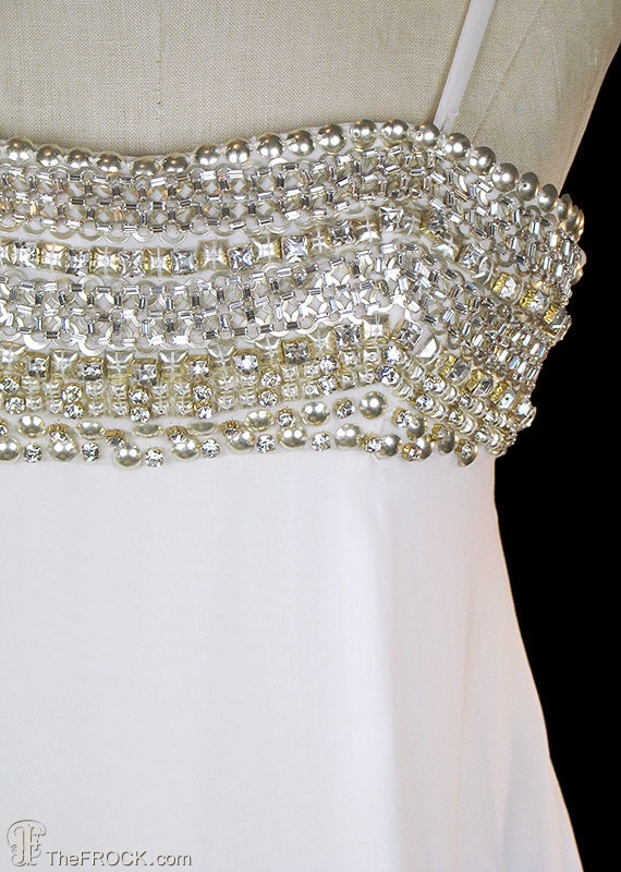 Gianfranco Ferre Evening or Wedding Gown, Crystal Jeweled Ivory