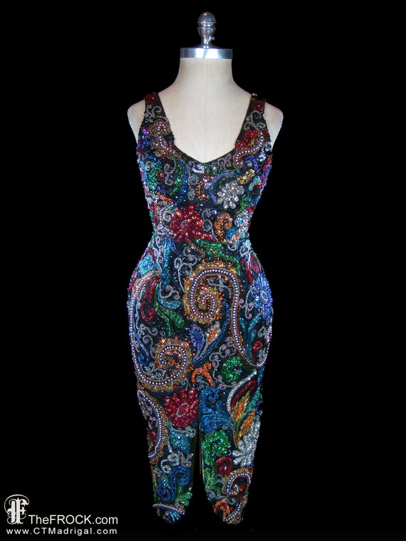 Mr Blackwell beaded bombshell dress, vintage gown… - image 2