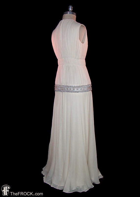 Madame Gres dress, vintage crystal jeweled ivory … - image 4