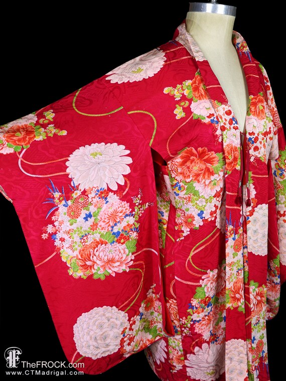 Antique silk haori kimono, robe or jacket or dres… - image 4