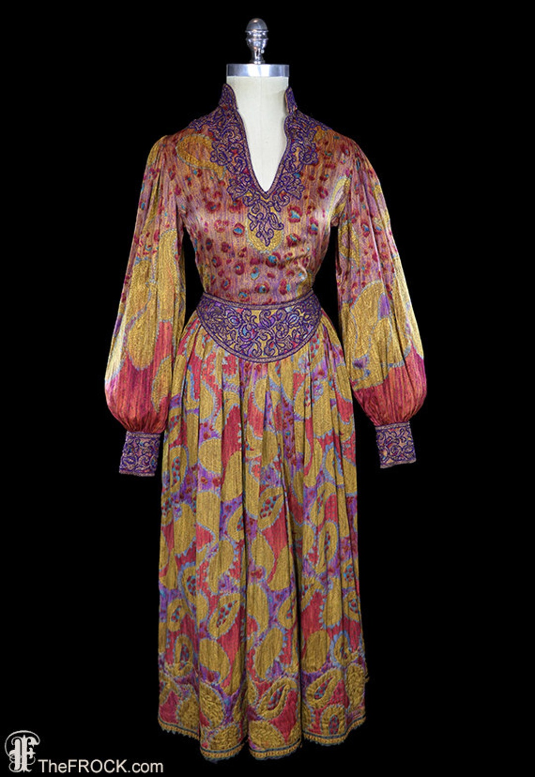 Oscar De La Renta Maxi Dress, Bishop Sleeves, Boho Bohemian Gypsy ...