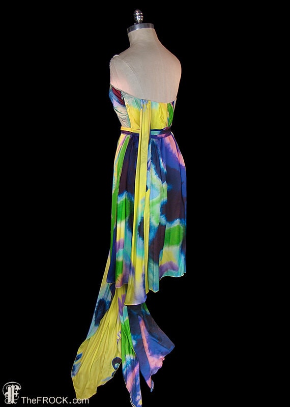 Christian Lacroix Tie-dye Effect Silk Jersey Gown, Vintage French Couture,  Red Carpet Dress. Colorful Blue Yellow Pink Green, Avant Garde - Etsy Canada
