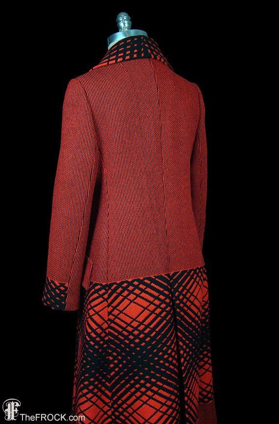 Vintage Yves Saint Laurent red black wool plaid c… - image 4