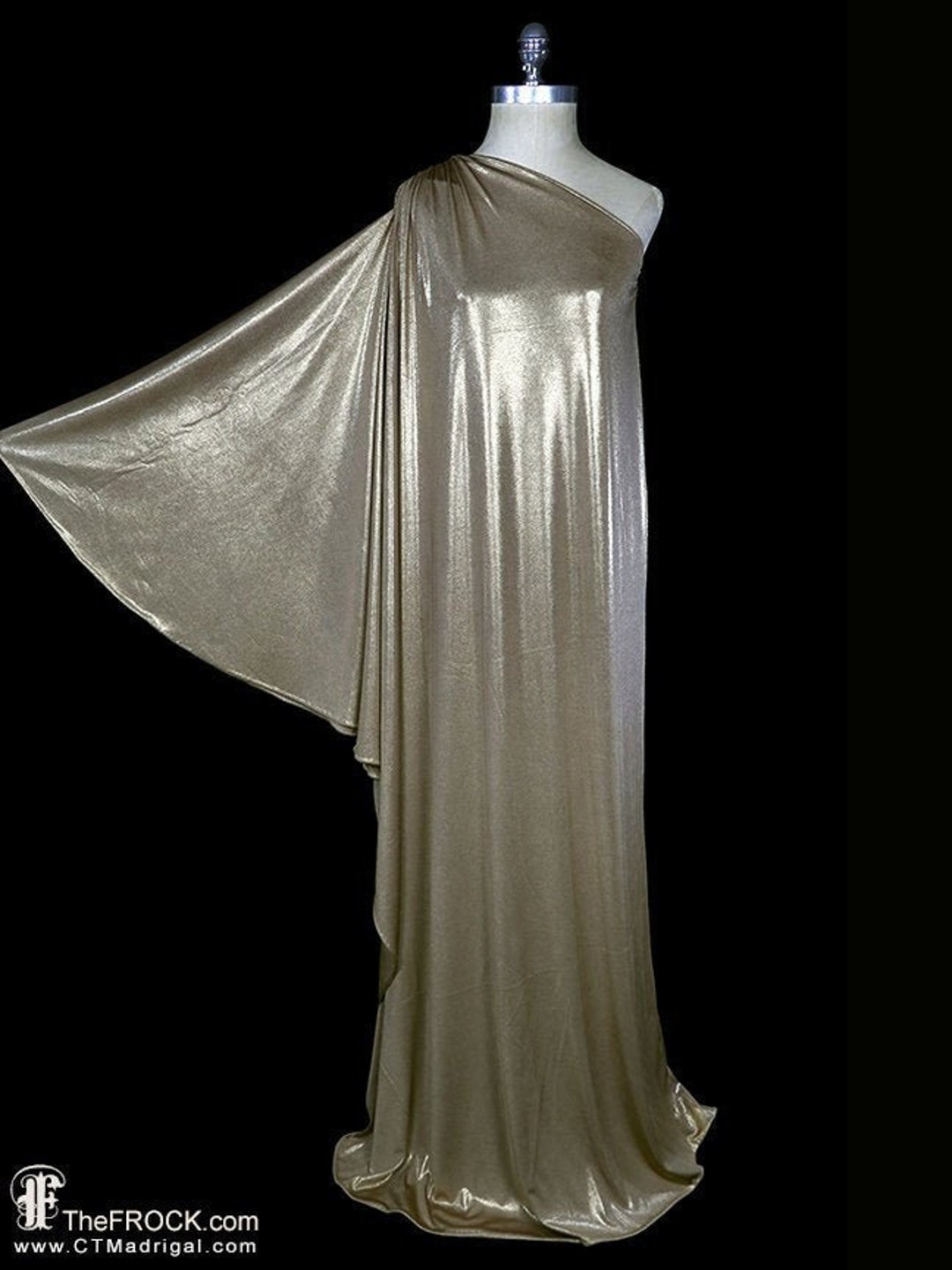 Halston Single Sleeve Toga Dress, Vintage Gold Grecian Goddess Evening ...