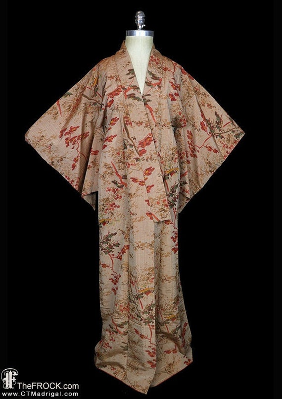 Antique silk kimono, robe or coat or dressing gown