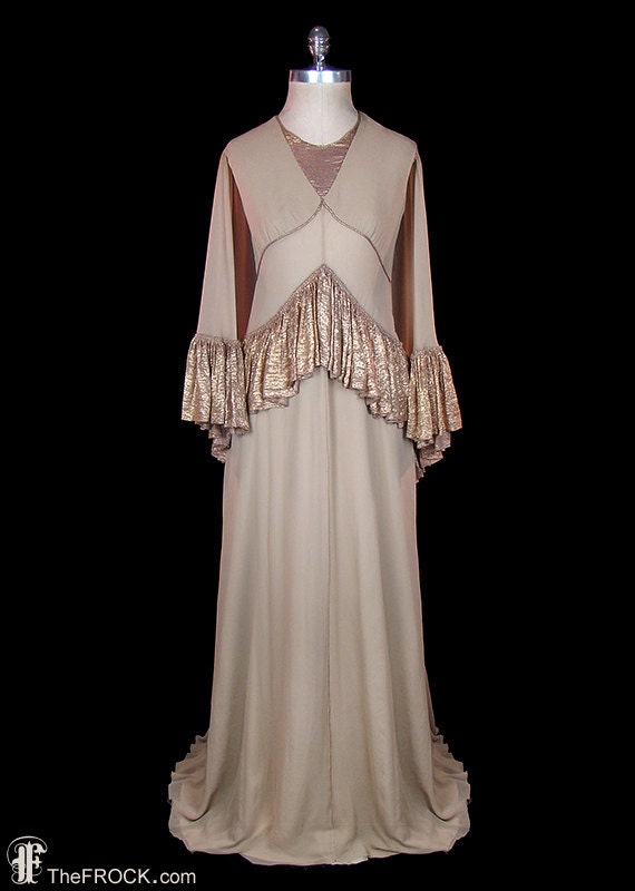 1930s sleeveless gown matching cape, post flapper… - image 3