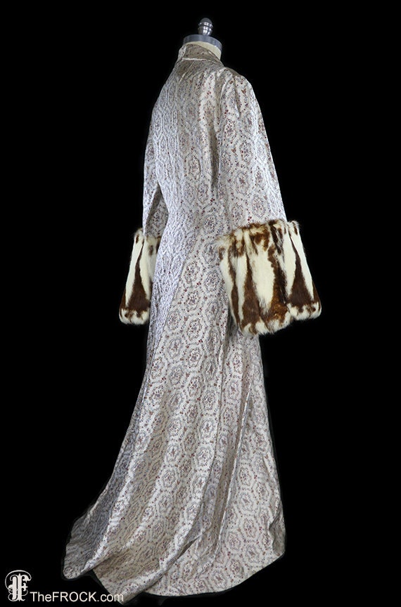1930s Coat, Art Deco Robe Dressing Gown, Antique Opera Fur Big