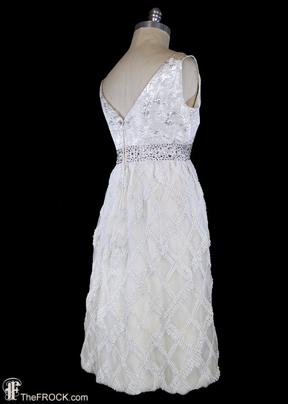 Jacques Heim dress, ivory silk & silver metallic,… - image 4
