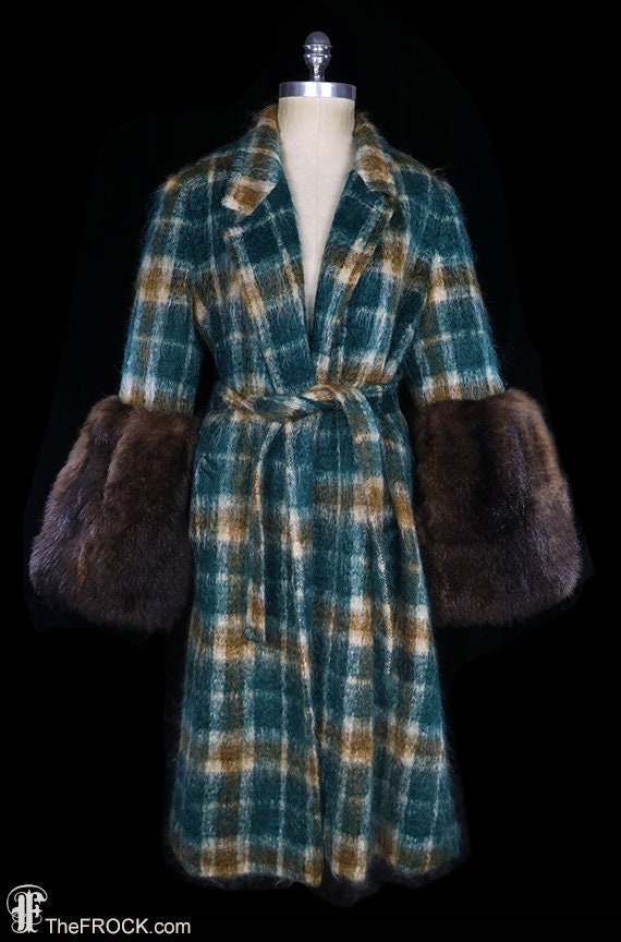 Plaid mohair coat Clearance