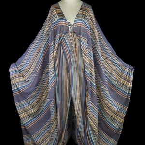 Missoni striped knit caftan coverup maxi dress, boho bohemian festival gown sheer cover up kaftan angel wing sleeves