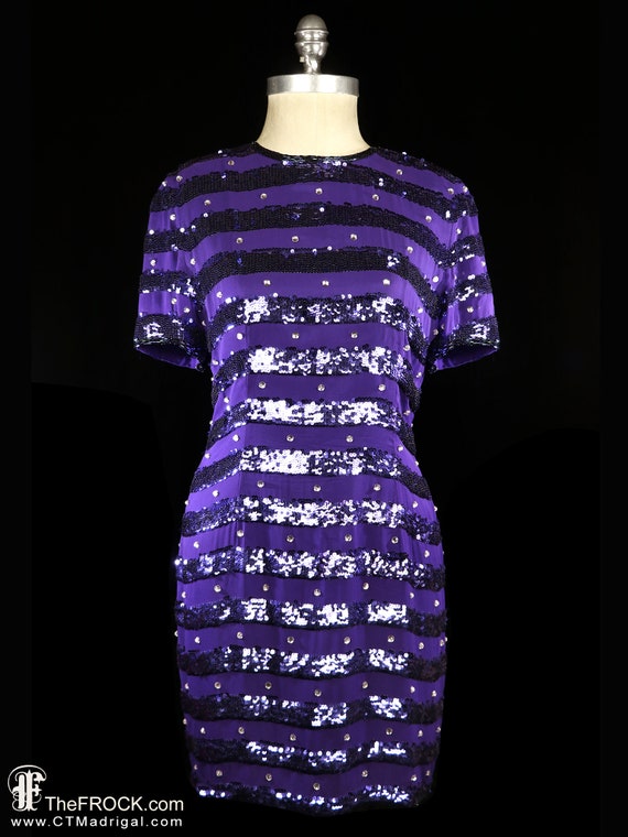 Saks 5th Ave sequined cocktail dress, silk chiffo… - image 1