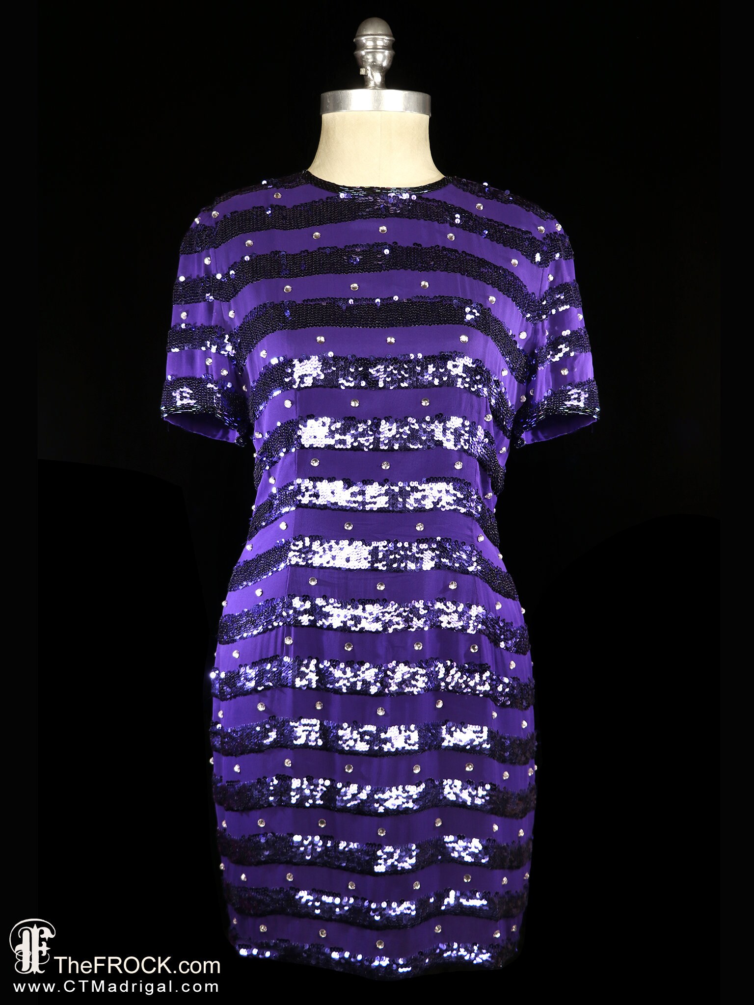 Saks Fifth Avenueヴィクトリアンヴィンテージビーズドレス Saks 5th Ave Sequined Cocktail Dress, Silk Chiffon Jeweled