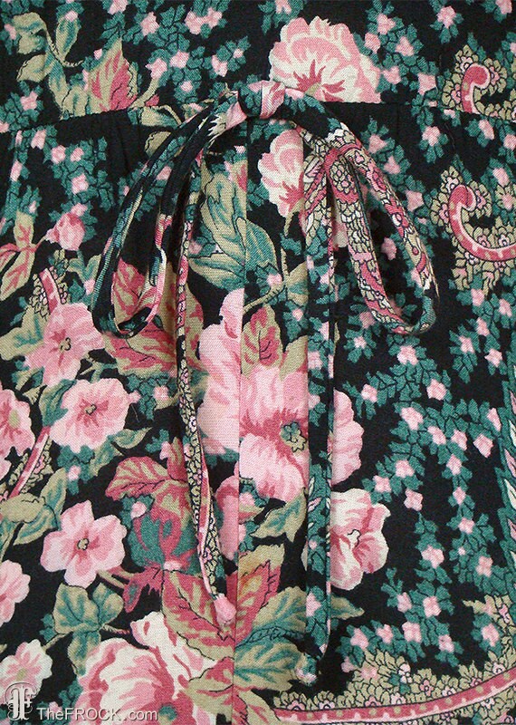 Yves Saint Laurent Dress, Vintage Paisley Challis With Fox Fur