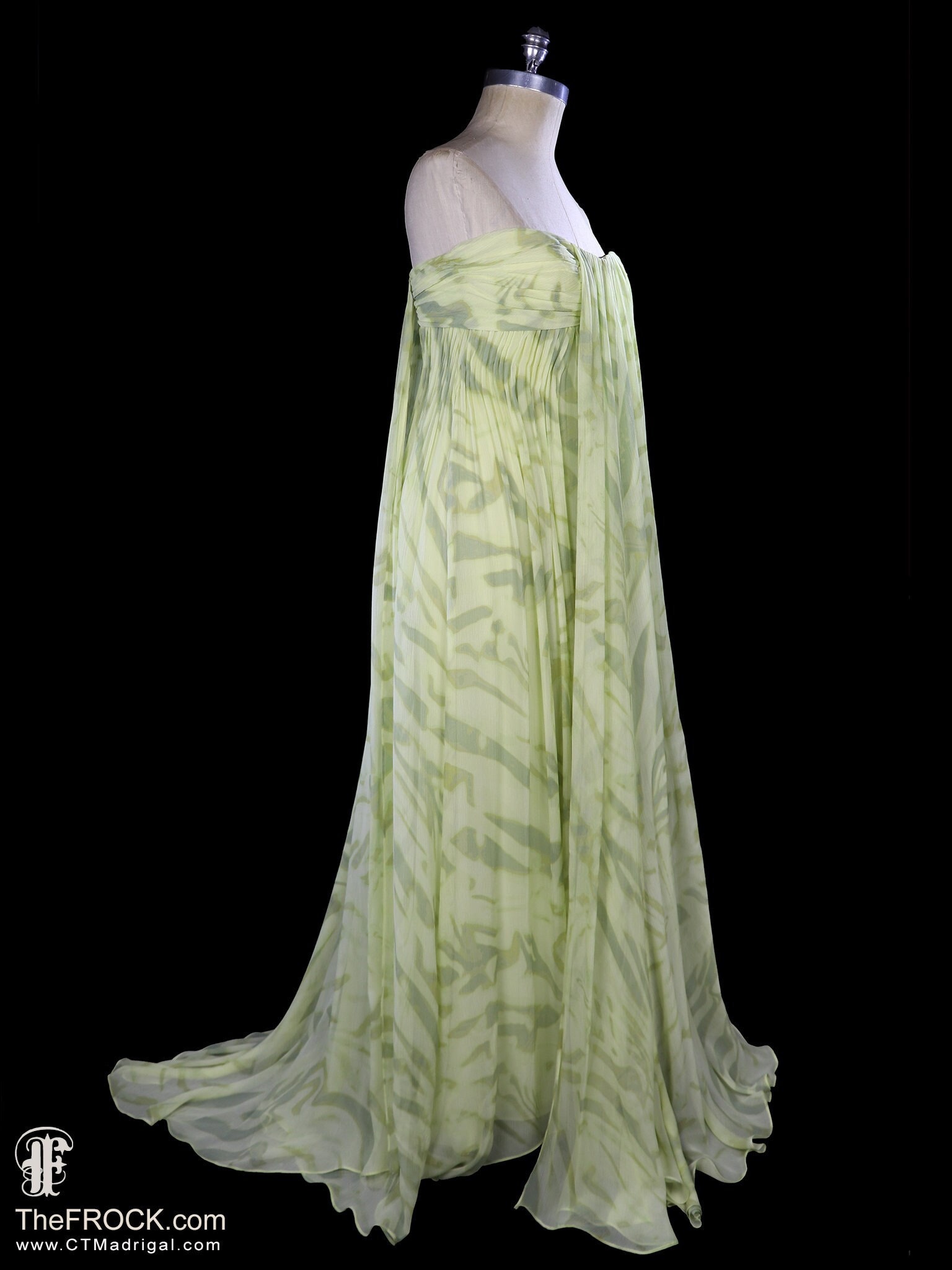Lanvin trained silk chiffon goddess gown