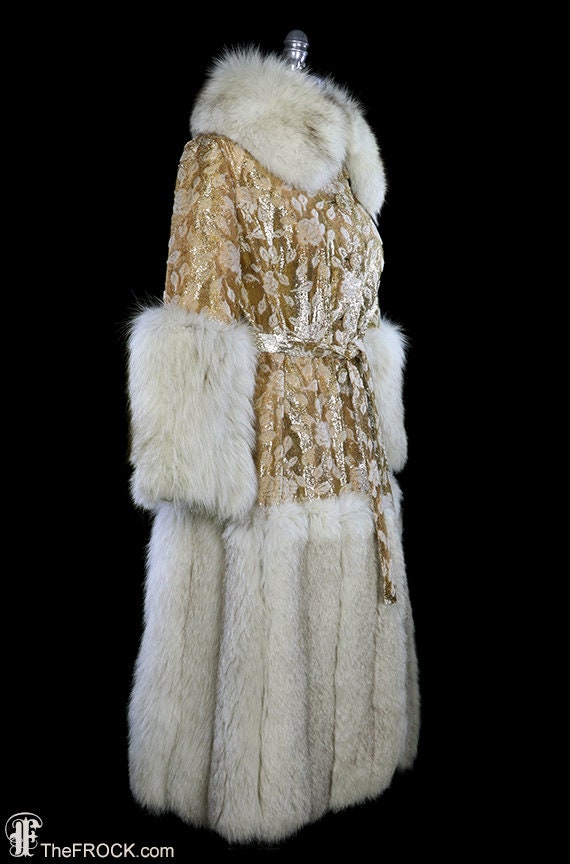 Mr Blackwell fox fur coat, gold metallic, boho bo… - image 5