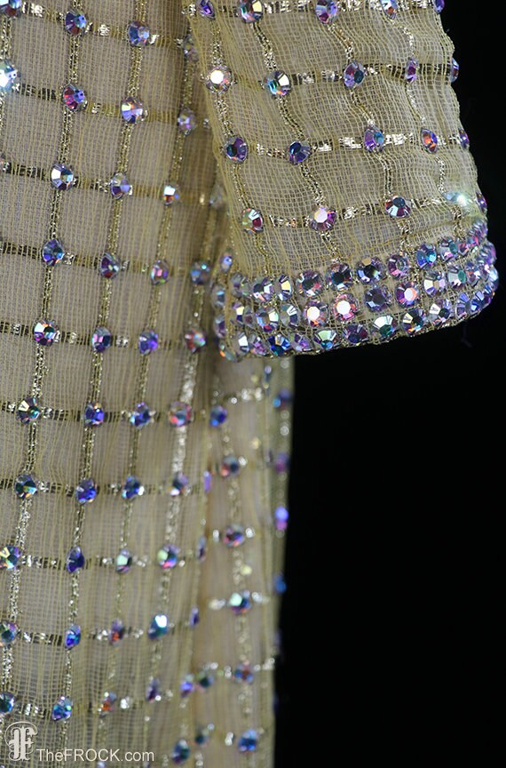 Norman Norell jeweled dress, heavily rhinestone b… - image 7