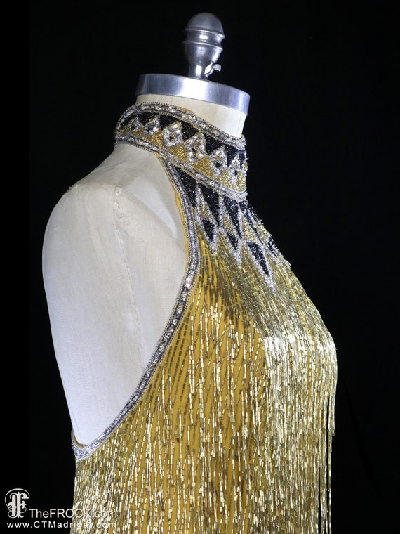 Bob Mackie dress, beaded fringe cocktail gown sle… - image 5