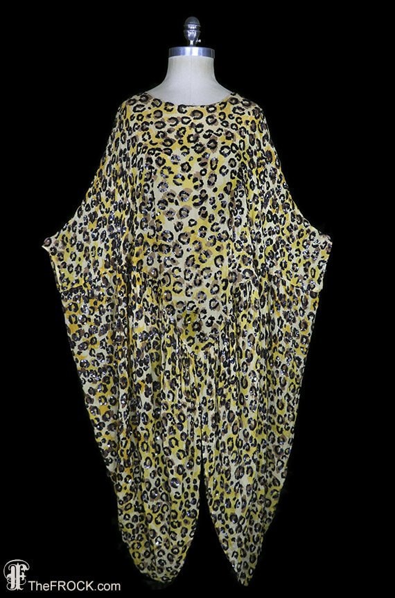 Sequined silk chiffon caftan dress, boho bohemian 