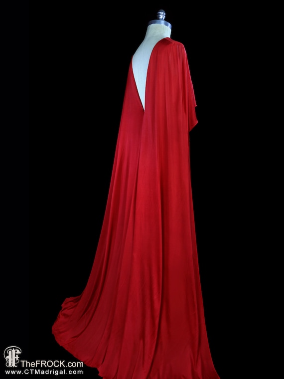 Madame Gres gown red silk jersey maxi dress cape … - image 4