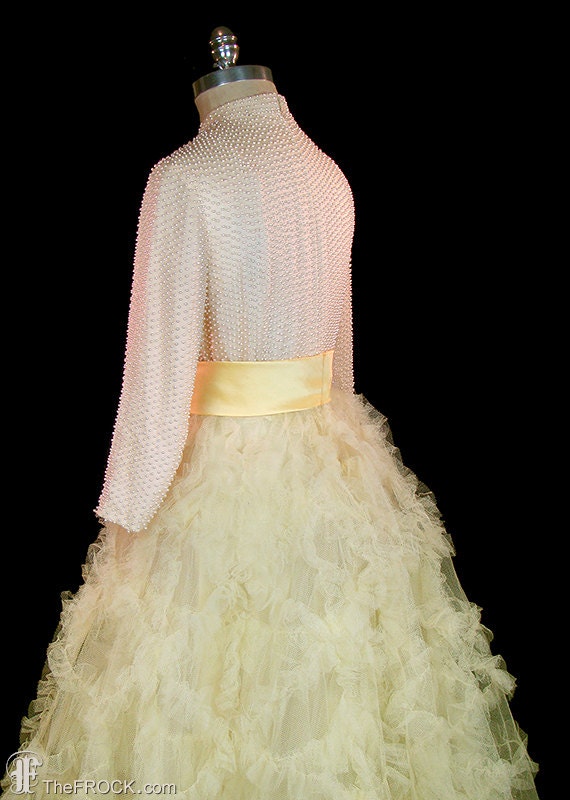 1950s Bonwit Teller tulle dress w/ pearl beaded s… - image 4