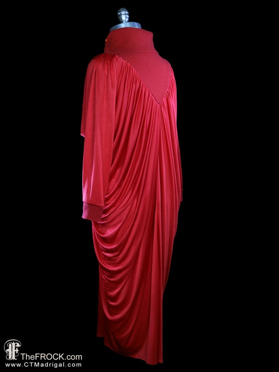 strapless open back dress 1980s Norma Kamali Striped Dress w/ Godet Hem & Attached Scarf Hood – Modig main image 1
