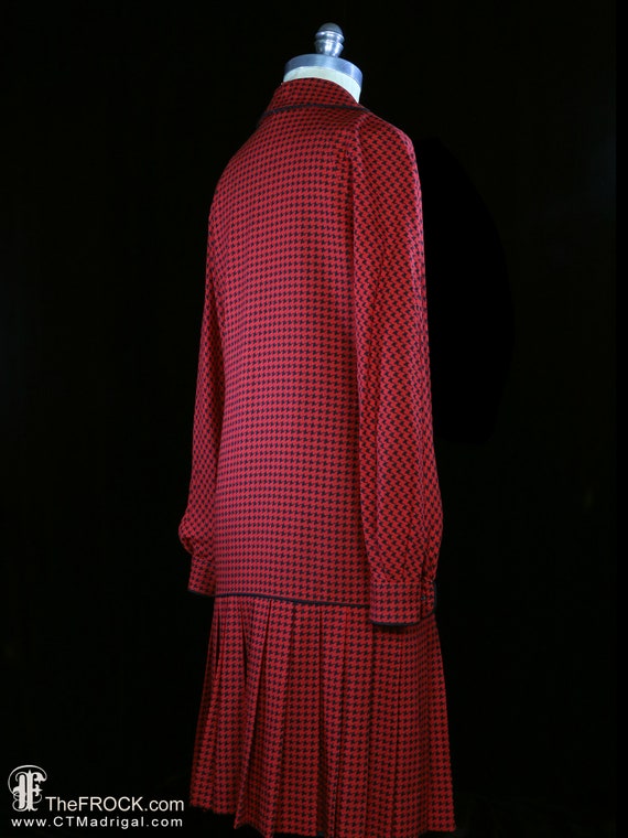 Adele Simpson dress 1960s 1970s mod red houndstoo… - image 6