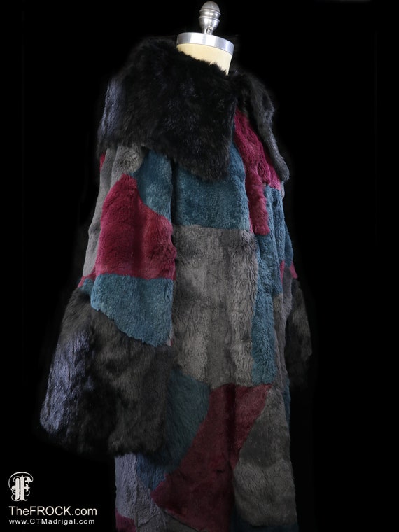 Geoffrey Beene color block fur coat sheared fox p… - image 4