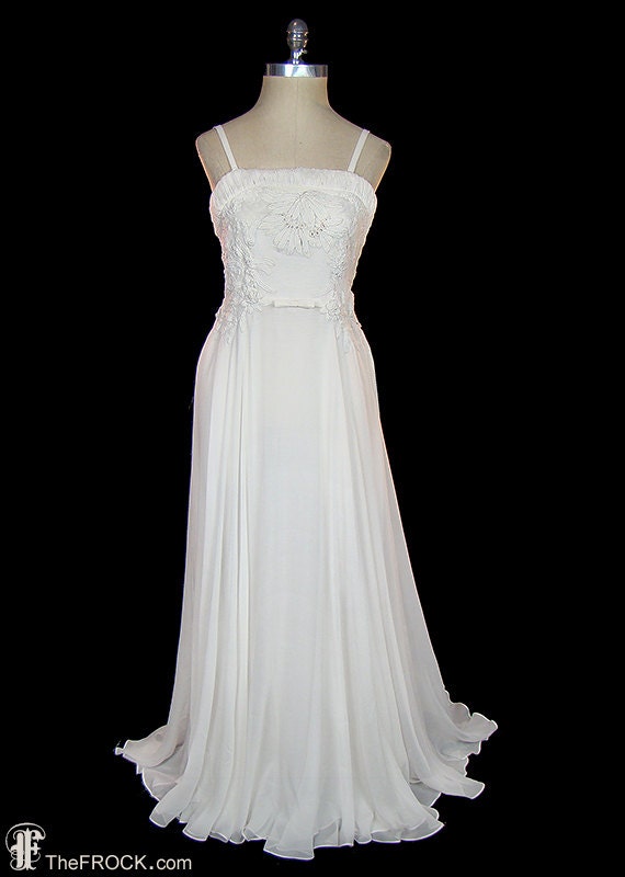 RESERVED - 1930s formal or wedding dress, tape lac