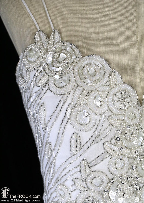 Bob Mackie beaded dress, vintage white ivory tull… - image 4