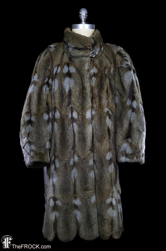 Oversize vintage fur coat, long, big sleeves high 