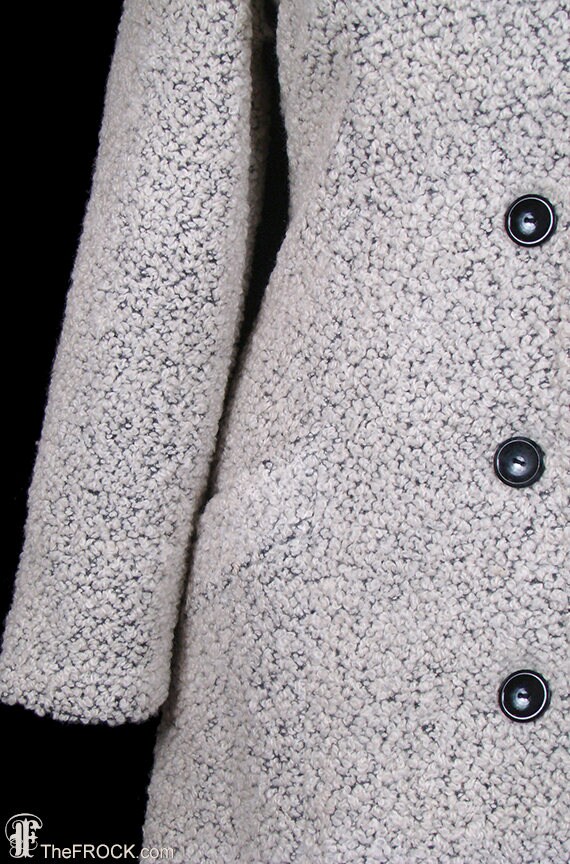Valentino coat, vintage wool nubby ivory over bla… - image 3