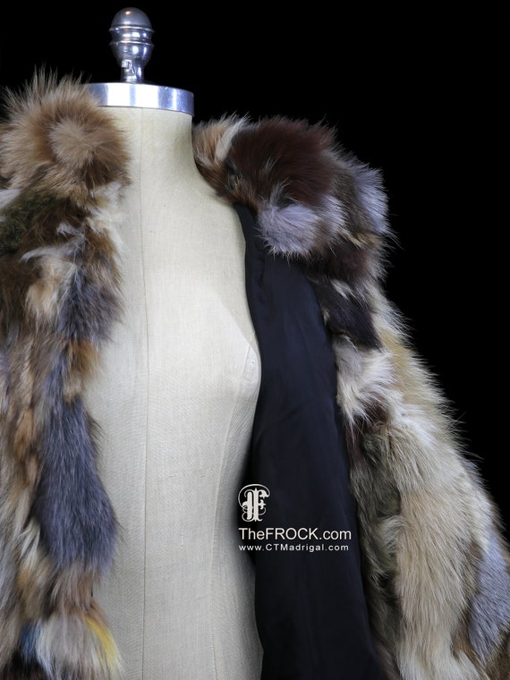 Fox coat jacket colorful patchwork fur jacket, wi… - image 6