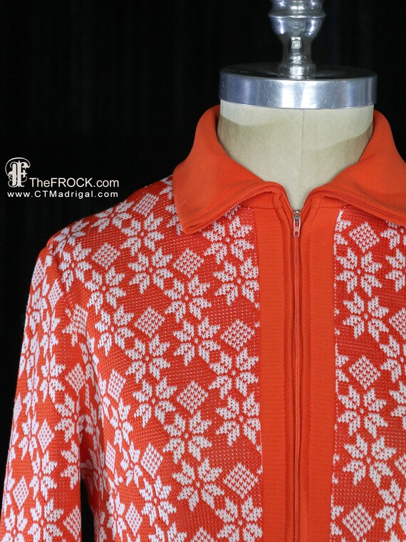 1970s snowflake knit shirt dress,  acrylic knit m… - image 3