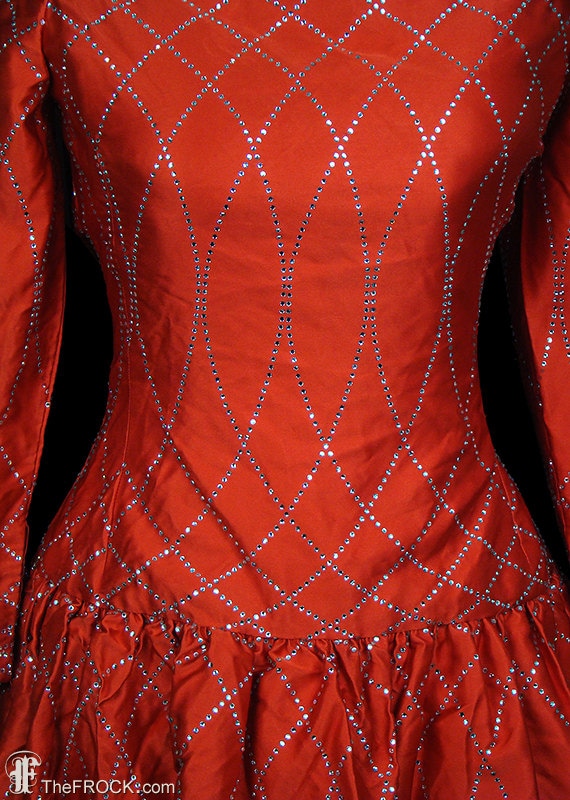 Arnold Scaasi vintage red silk satin couture even… - image 2