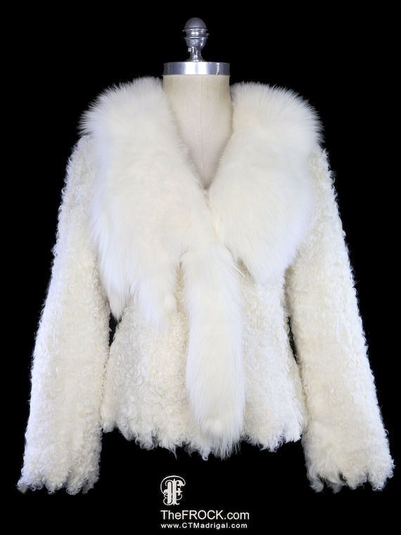 Dolce and Gabbana cream ivory fox fur curly lamb j