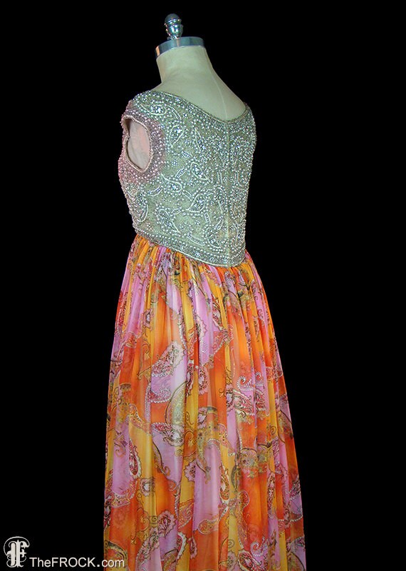 Valentino vintage beaded gown, heavily beaded silk ch - Gem