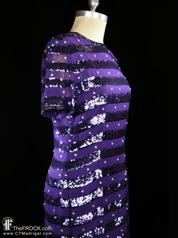 Saks 5th Ave sequined cocktail dress, silk chiffo… - image 3