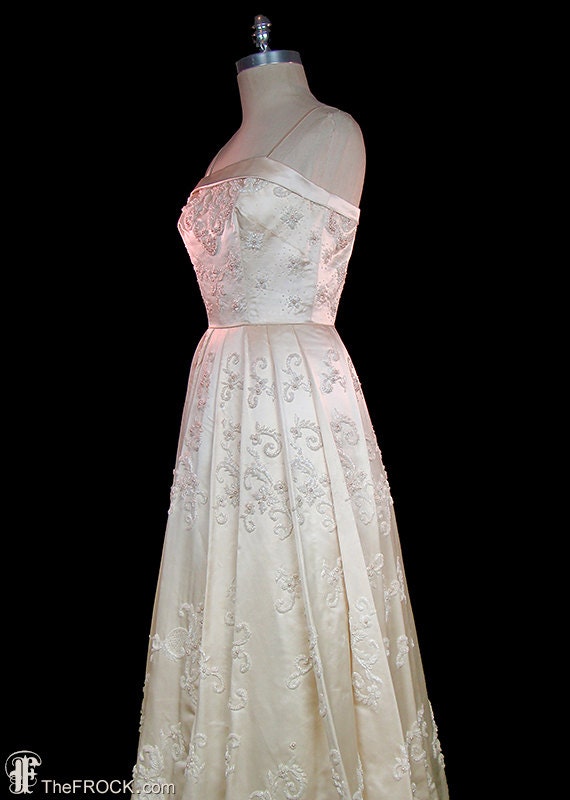 1950s wedding or evening dress, Elizabeth Arden p… - image 1
