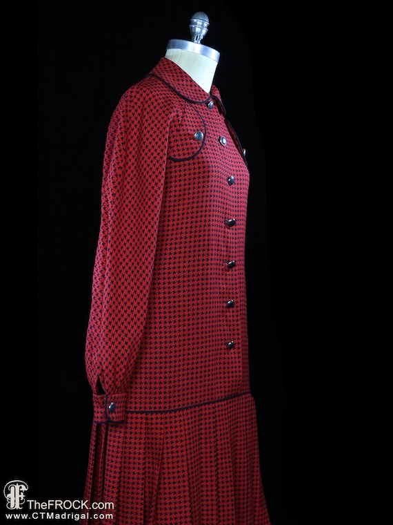 Adele Simpson dress 1960s 1970s mod red houndstoo… - image 4