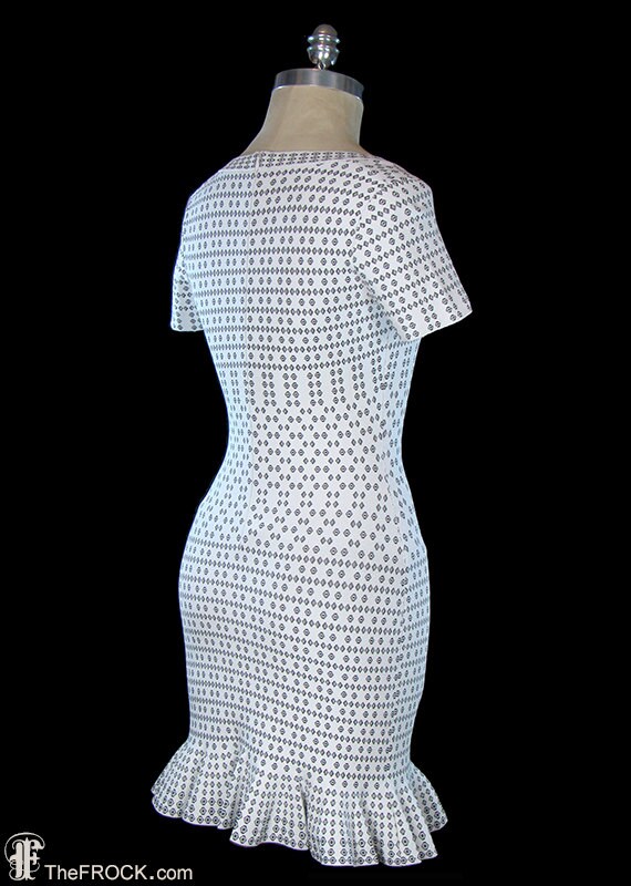 Azzedine Alaïa Dress White Black Stretch Knit Dress Body Con