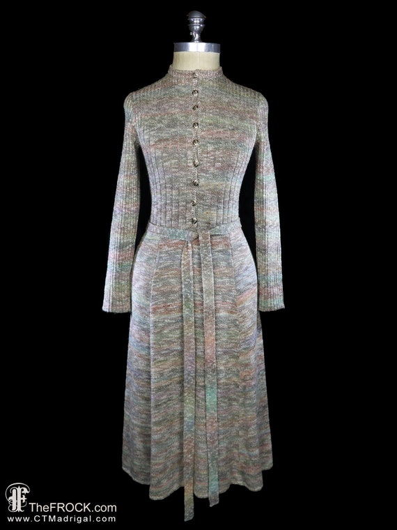 St John 1970s knit midi dress, vintage long sleeve