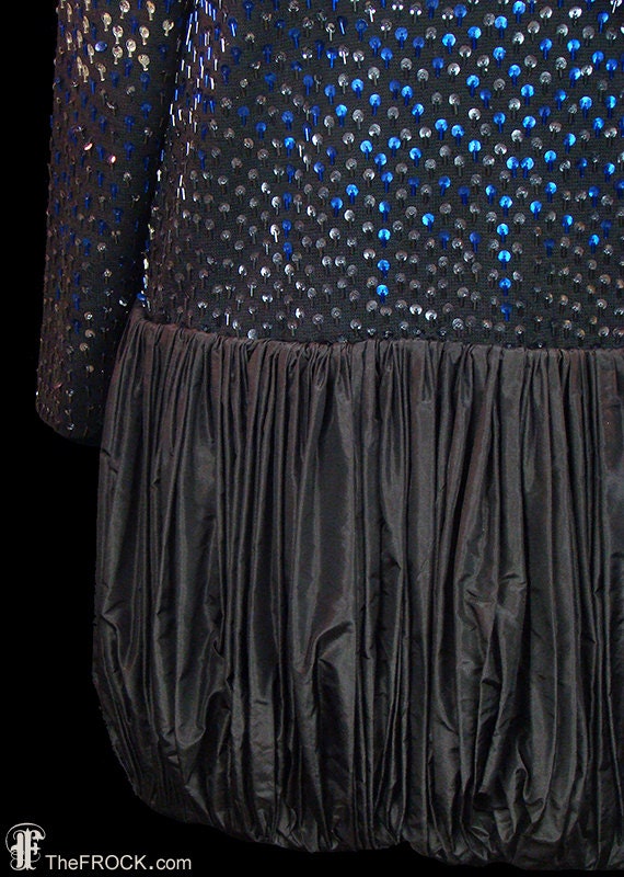 Vintage Yves Saint Laurent blue silver beaded bla… - image 3