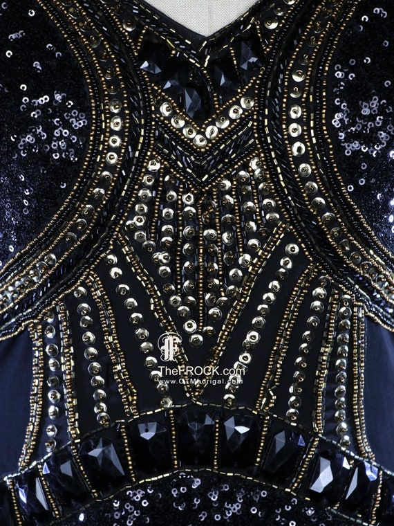 Versace beaded and sequined black gold cocktail d… - image 4