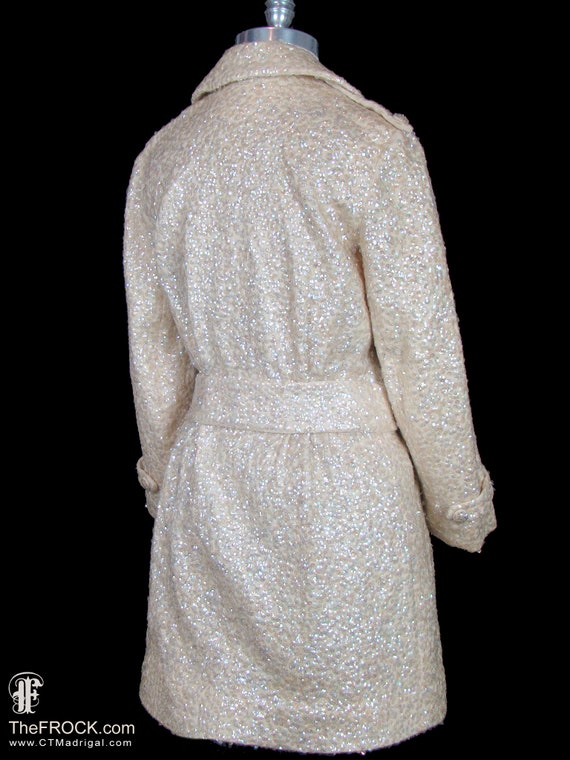 Norman Norell designed coat, sequin beaded cream … - image 5